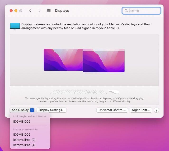 Link keyboard and display