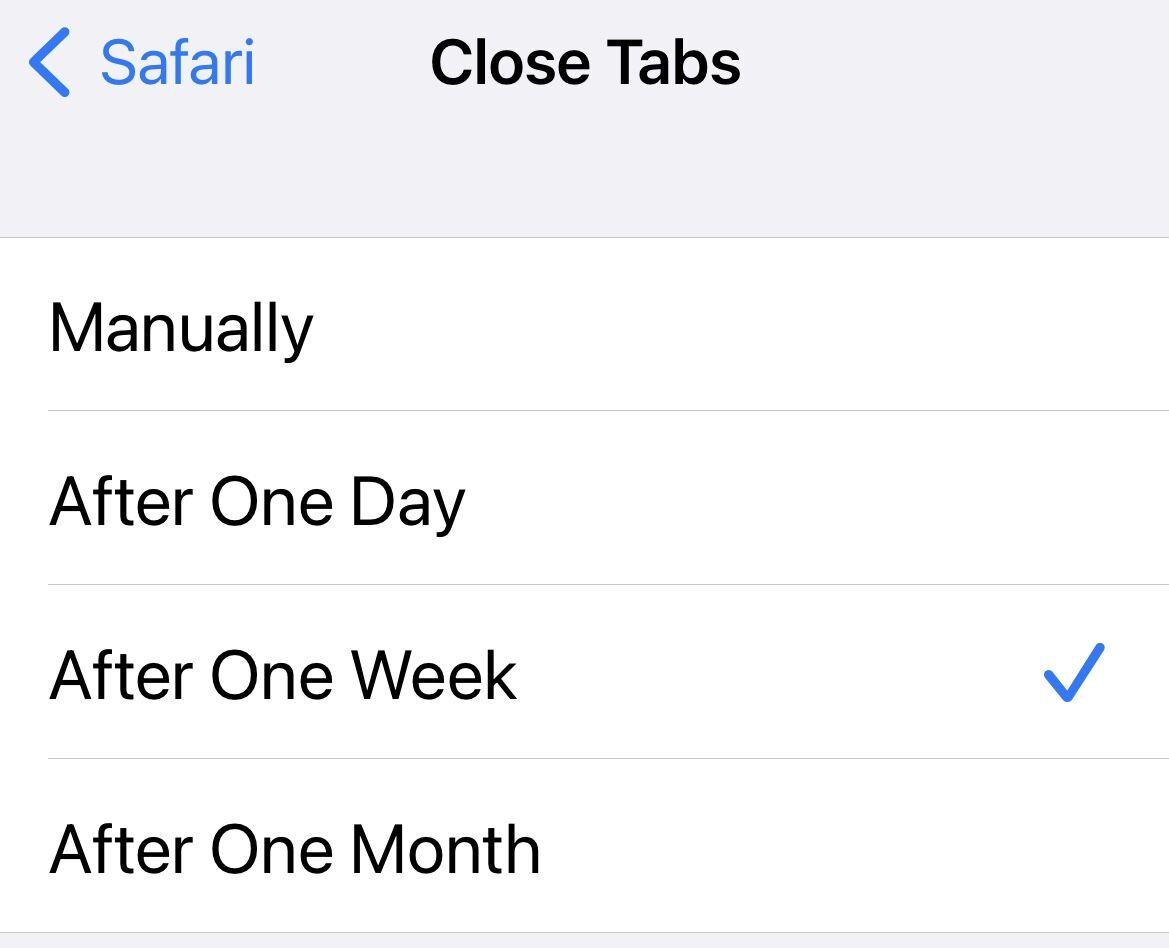 Tabs close safari week month