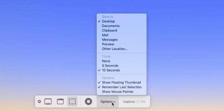 How change where save screenshot Mojave