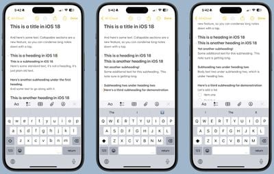 ios 18 notes collapsible headings